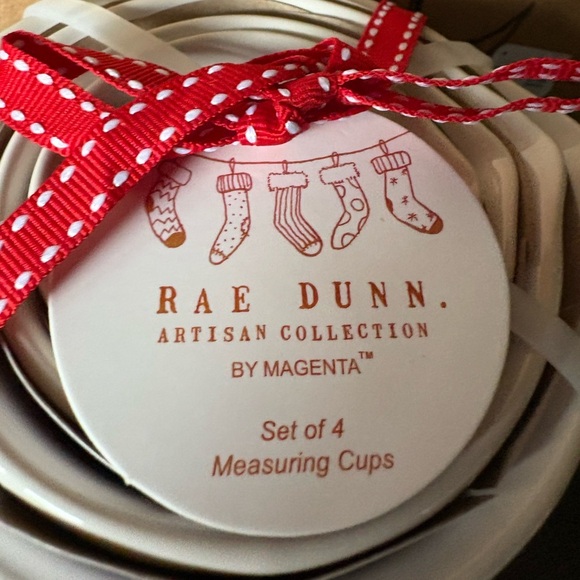 Rae Dunn Christmas Tree Measuring Cups with Red Ribbon - Picture 2 of 3